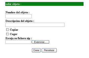 pantalla para subir objeto